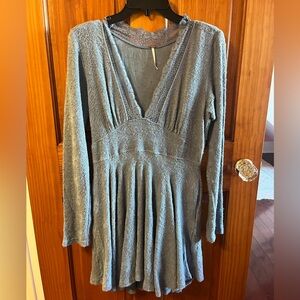 Free People Dusty Blue Long Sleeve Dress